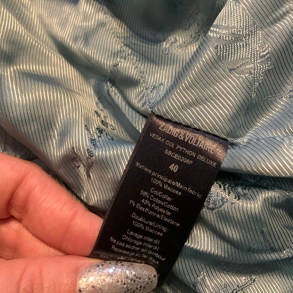 ZADIG & VOLTAIRE Women's Vedax Python casual Black Blazer $588 designer fall - Picture 8 of 12